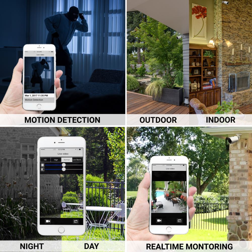 Include 1TB HDD 24hrs recording CCTV wireless security Camera NVR 4CH 1080P