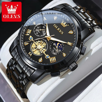 OLEVS Luxury Couple Quartz Watch Set – Waterproof, Luminous Dial, Day - Date Display – His & Her Gift Timepiece - SMARTMARTNZ