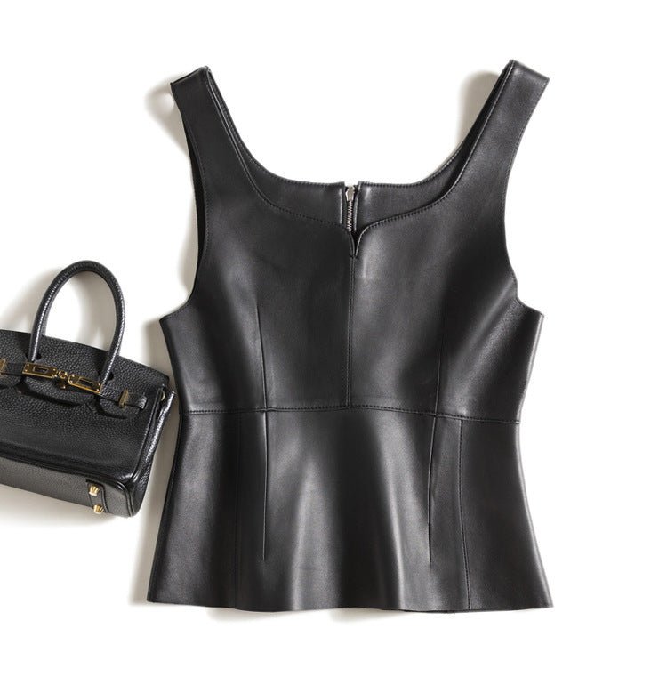 Outer Wear Genuine Leather Small Sling Vest Coat - SMARTMARTNZ