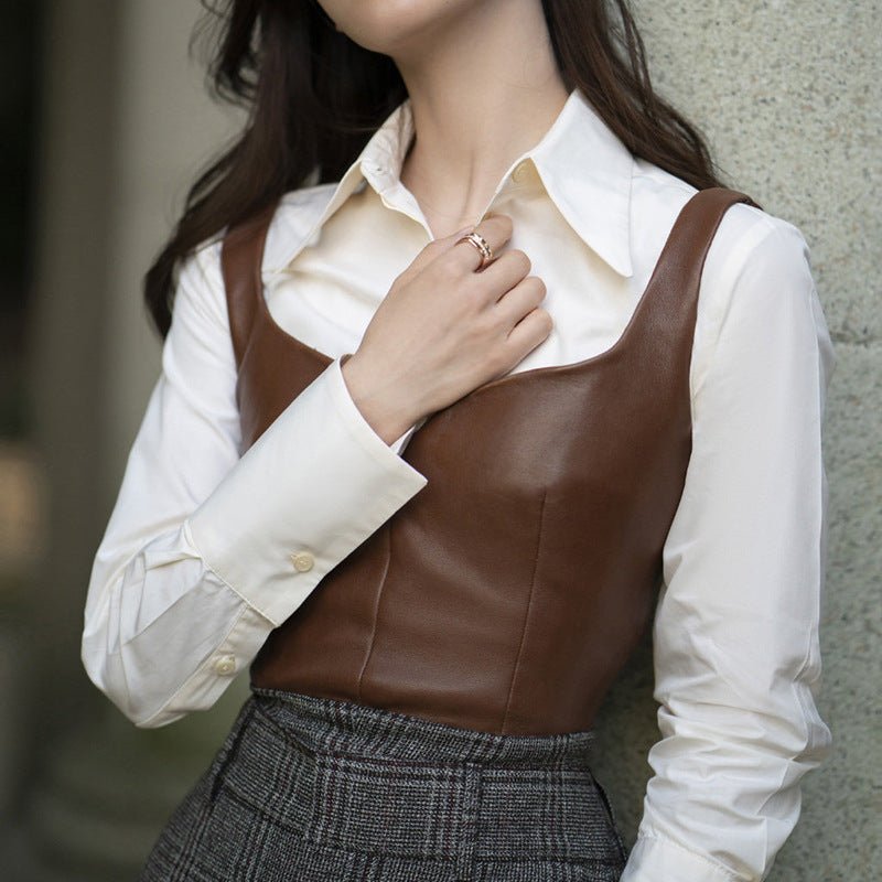 Outer Wear Genuine Leather Small Sling Vest Coat - SMARTMARTNZ
