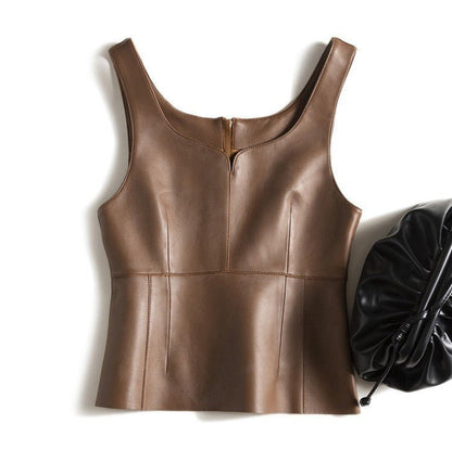 Outer Wear Genuine Leather Small Sling Vest Coat - SMARTMARTNZ