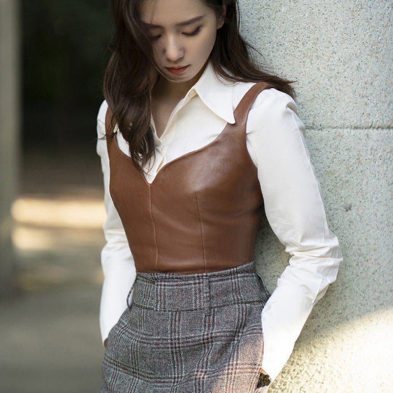 Outer Wear Genuine Leather Small Sling Vest Coat - SMARTMARTNZ