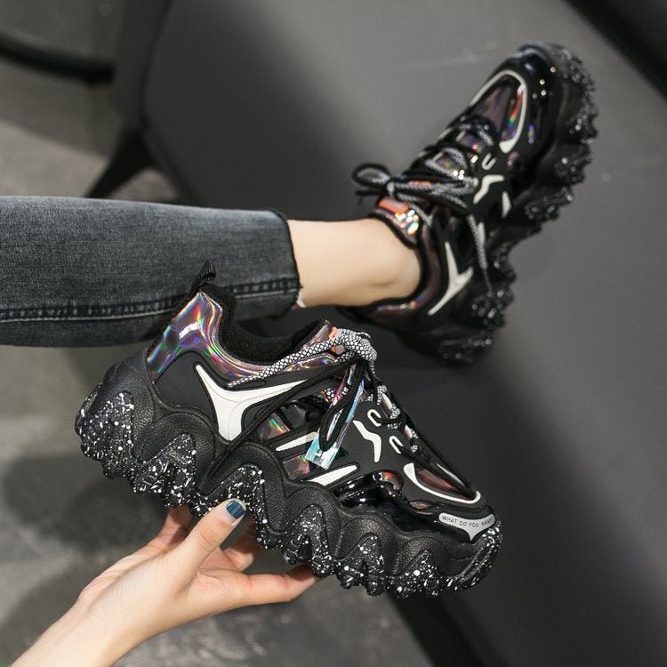 Patent Leather Old Shoes Women Ins Tide Lace Casual Shoes - SMARTMARTNZ