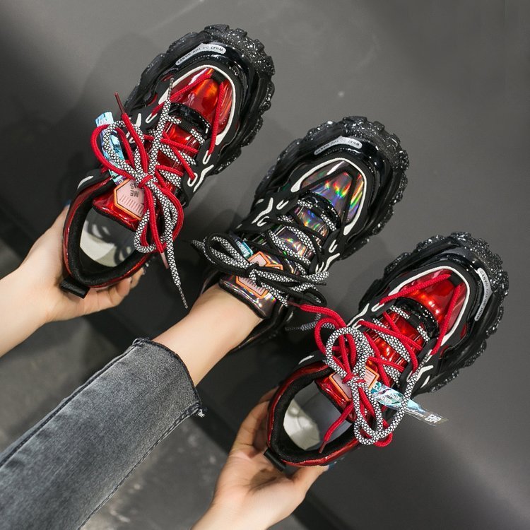 Patent Leather Old Shoes Women Ins Tide Lace Casual Shoes - SMARTMARTNZ