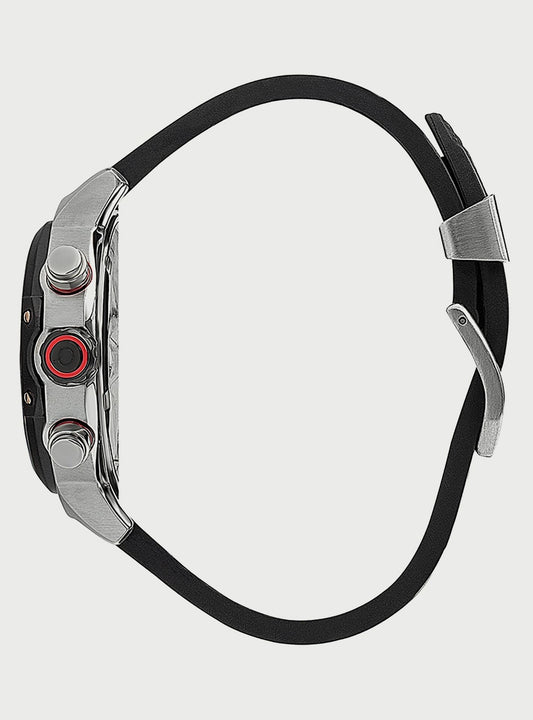 Quantum Chronograph Black Strap Black Dial Sporty Date Watch HNG956.351