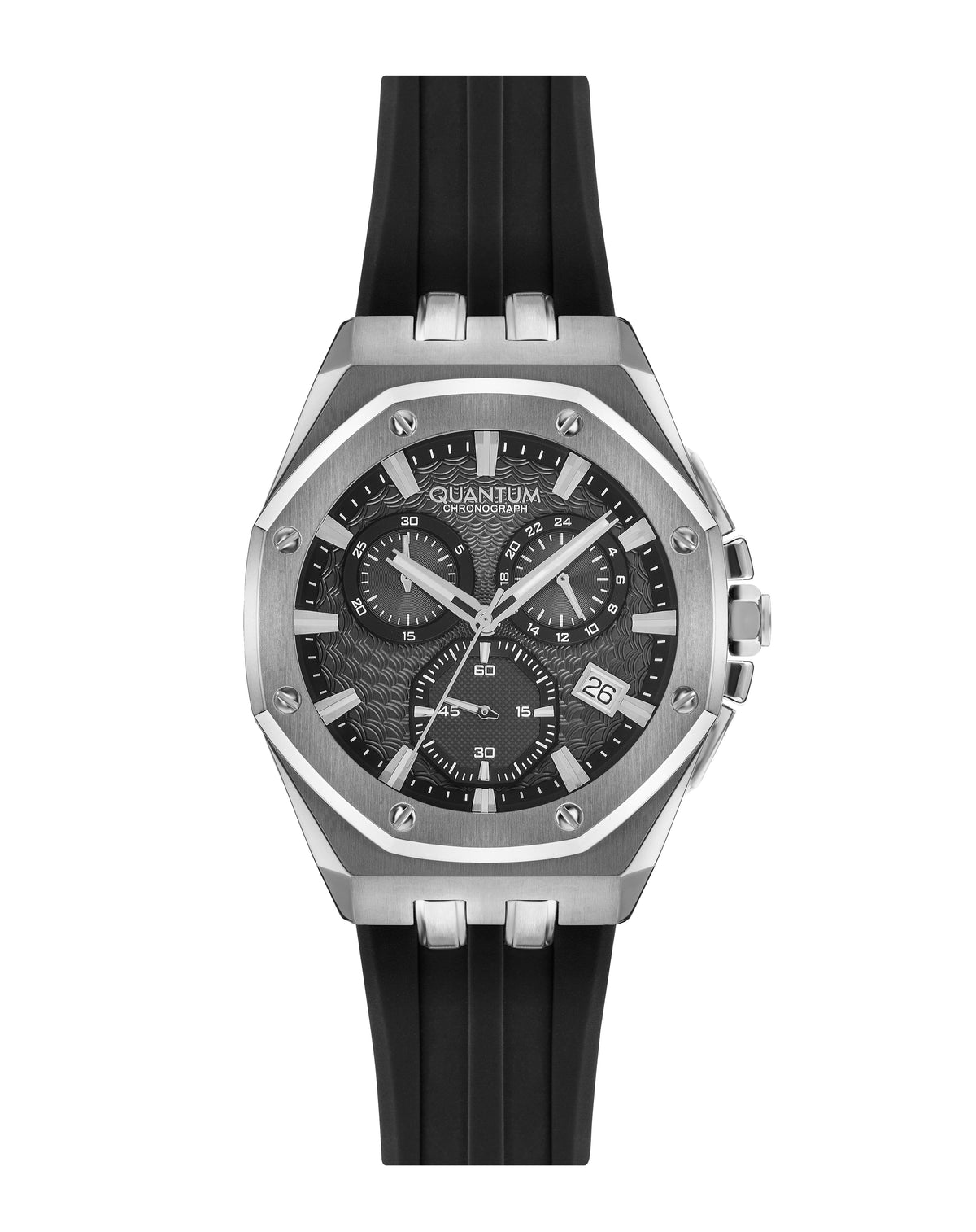 Quantum Multifunction Black Strap Gun Dial Date Watch HNG949.351
