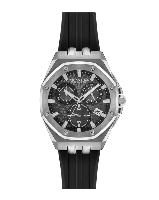 Quantum Multifunction Black Strap Gun Dial Date Watch HNG949.351