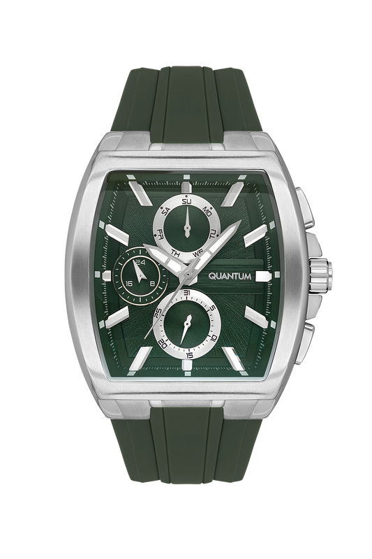 Quantum Chronograph All Green Silver Case Watch HNG997.375