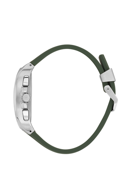 Quantum Chronograph All Green Silver Case Watch HNG997.375