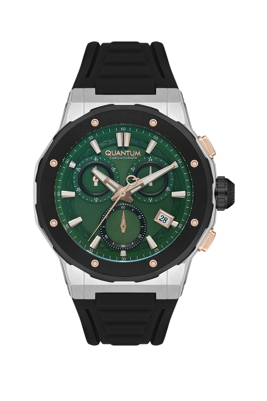 Quantum Hunter Chronograph Green Dial Black Strap Date Watch HNG1082.371