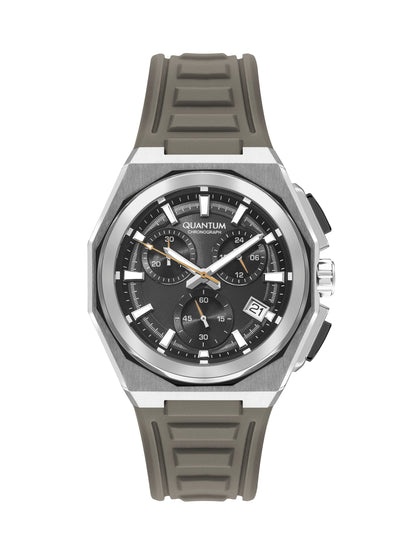 Quantum Multifunction Beige Strap Black Dial Silver Watch PWG1078.357