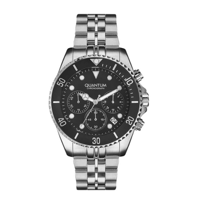 Quantum Chronograph Black Dial Waterproof Silver Watch PWG930.350