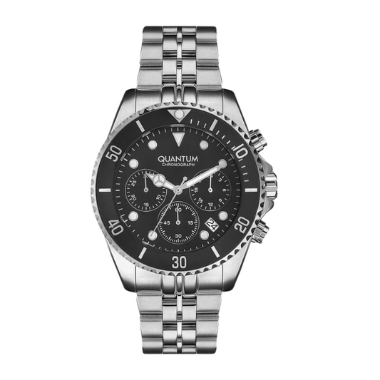 Quantum Chronograph Black Dial Waterproof Silver Watch PWG930.350