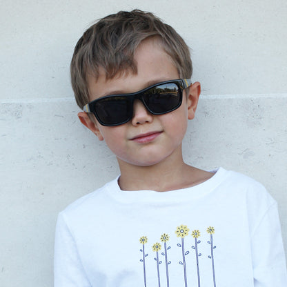 Rangi Midnight Black+Yellow — Kids Sunglasses NZ Ages 6–12