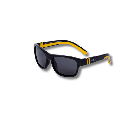 Rangi Midnight Black+Yellow — Kids Sunglasses NZ Ages 6–12