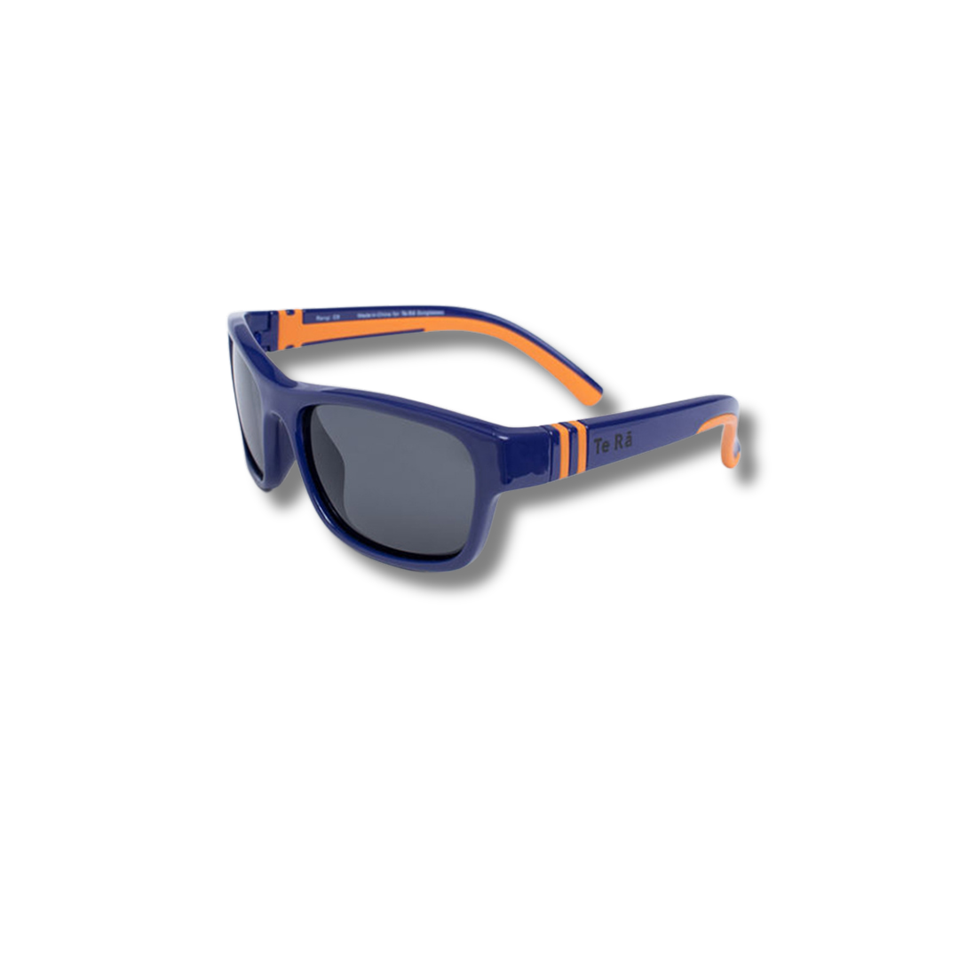 Rangi Ink Blue+Orange — Kids Sunglasses NZ Ages 6–12