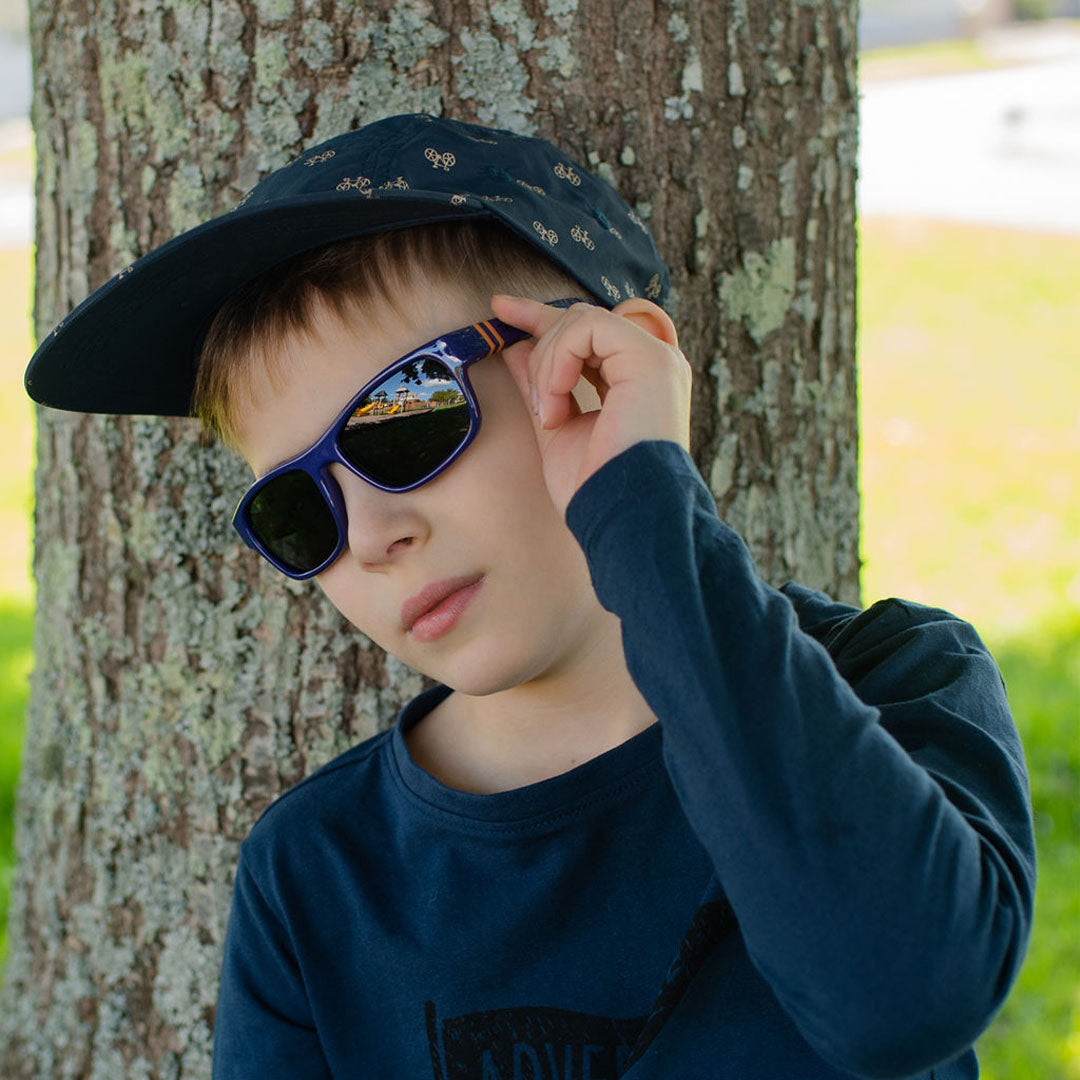Rangi Ink Blue+Orange — Kids Sunglasses NZ Ages 6–12