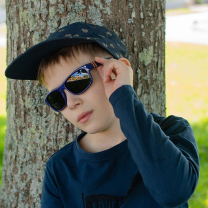 Rangi Ink Blue+Orange — Kids Sunglasses NZ Ages 6–12