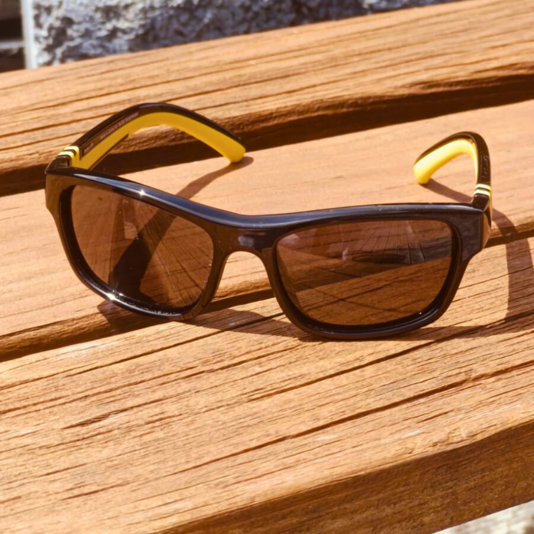 Rangi Midnight Black+Yellow — Kids Sunglasses NZ Ages 6–12