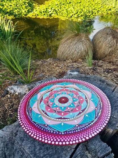 "Serene Symphony: A Celestial Tapestry of Pink, Blue, and Silver"wall paintings