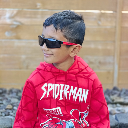 Tākaro Black+Red — Kids Sports Sunglasses NZ Ages 6+